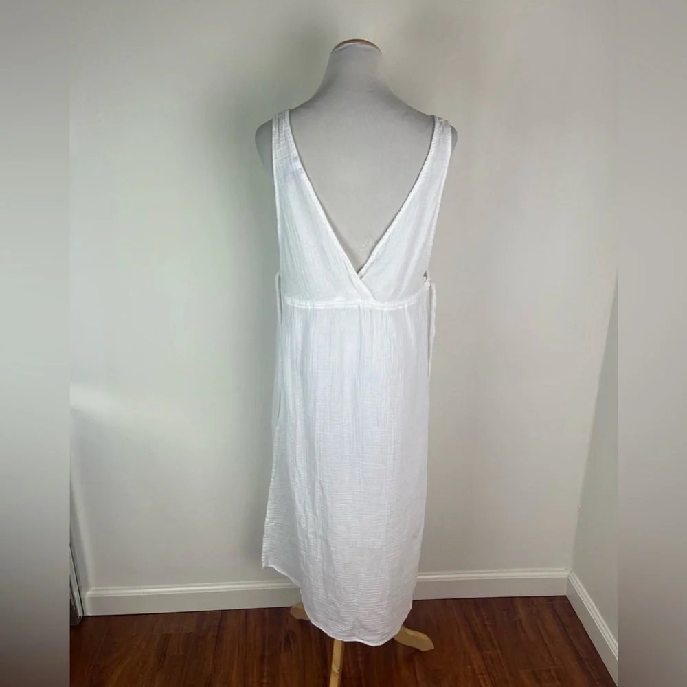 Shade & Shore Swim Coverup White Midi Dress Gauzy 100% Cotton Size M